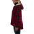 The Swallowtail Jacket for ladies in red/black buffalo plaid with a sherpa lined hood side view.