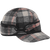 A 45 degree angle view of The Sidekick Cap: a wool, six-panel winter cap with a pulldown earband that ties off to the side, and a brim.