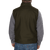 Back view of the Stormy Kromer Steelhead Vest on a person: A zip front men's vest made with wool and including 6 pockets on the front.