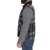  Full-zip wool vest with front pockets in a green and gray plaid on a man with beard, side view