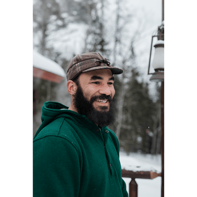 Norte - winter flat cap with foldable earflap made of wool, with padded cotton  lining