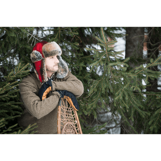 Tweed Trapper Hat / Aviator Cap Style - Olive Green