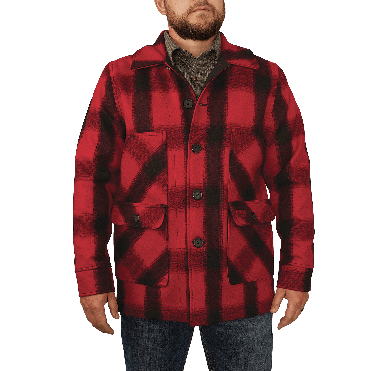 Stormy Kromer Mackinaw Coat in Red / Black Plaid