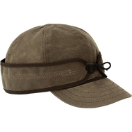 Image of Stormy Kromer Waxed Cotton Cap: a six-panel waxed cotton cool weather cap with a pulldown earband and a tie in the front.