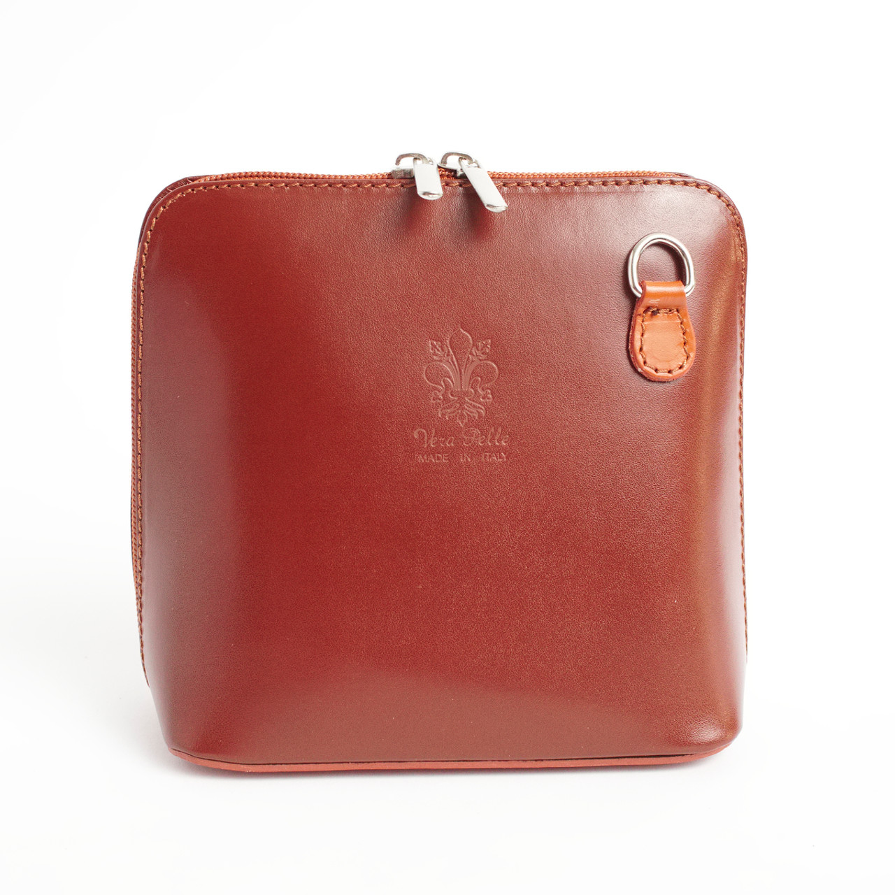 Crossbody Handbag Italian Leather Two-Tone Brown