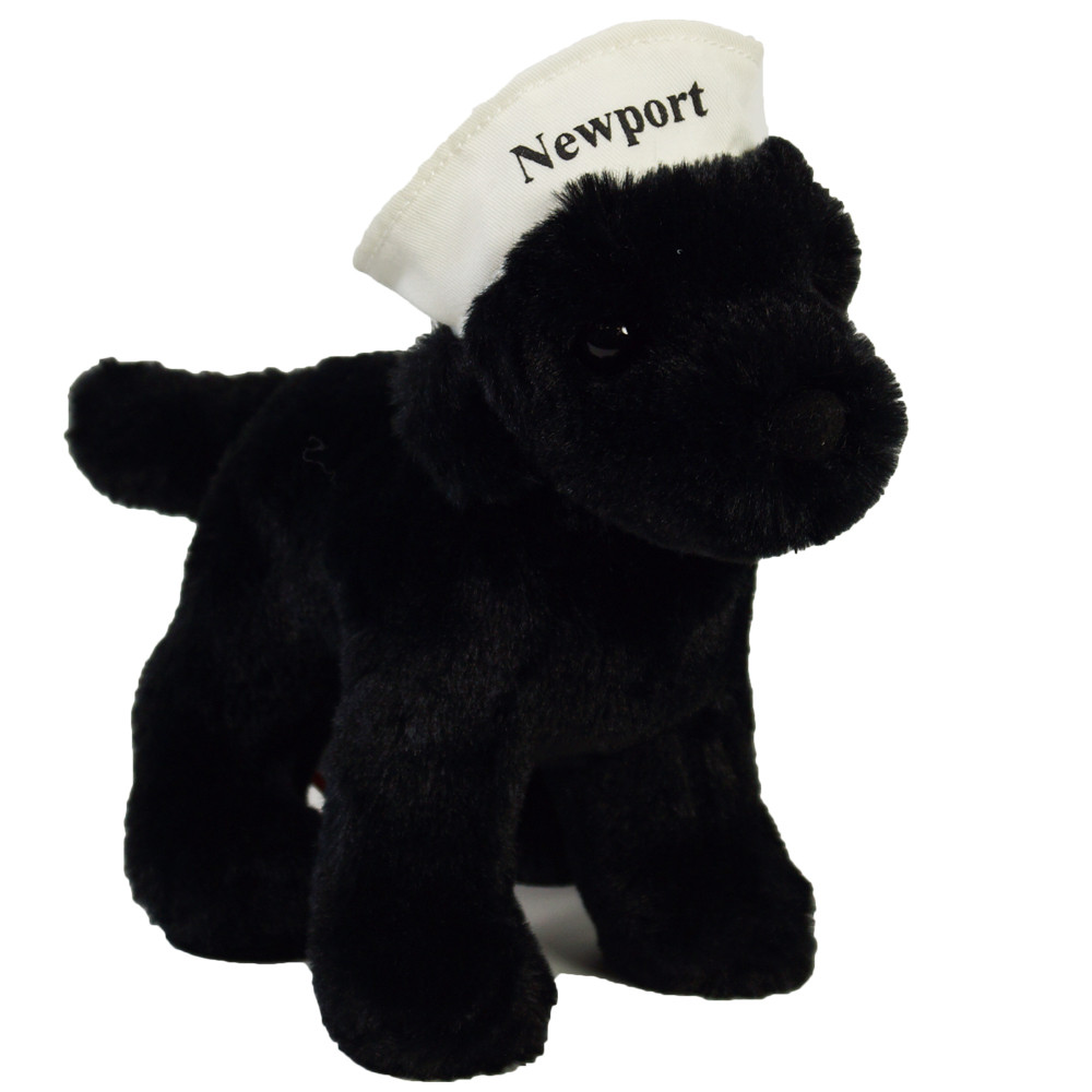Abraham the Black Lab Plush Toy with Newport Cap