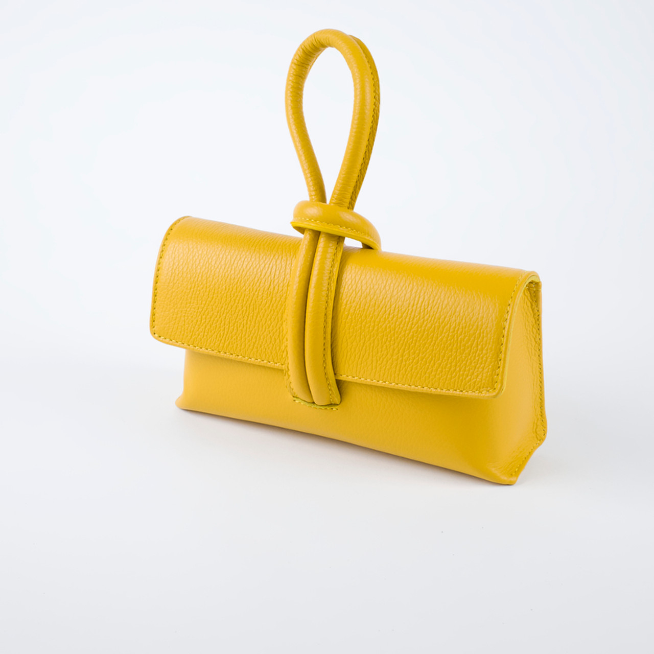 Italian Leather Clutch/Crossbody Bag - Sun Yellow