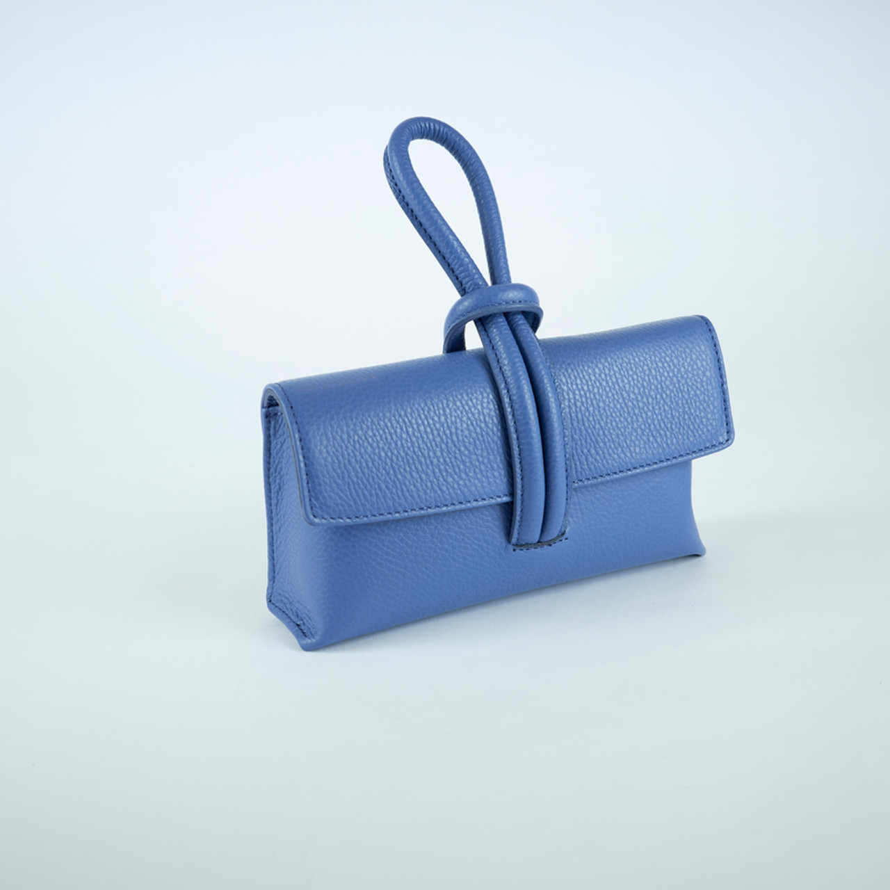Italian Leather Clutch/Crossbody Bag - Periwinkle Blue
