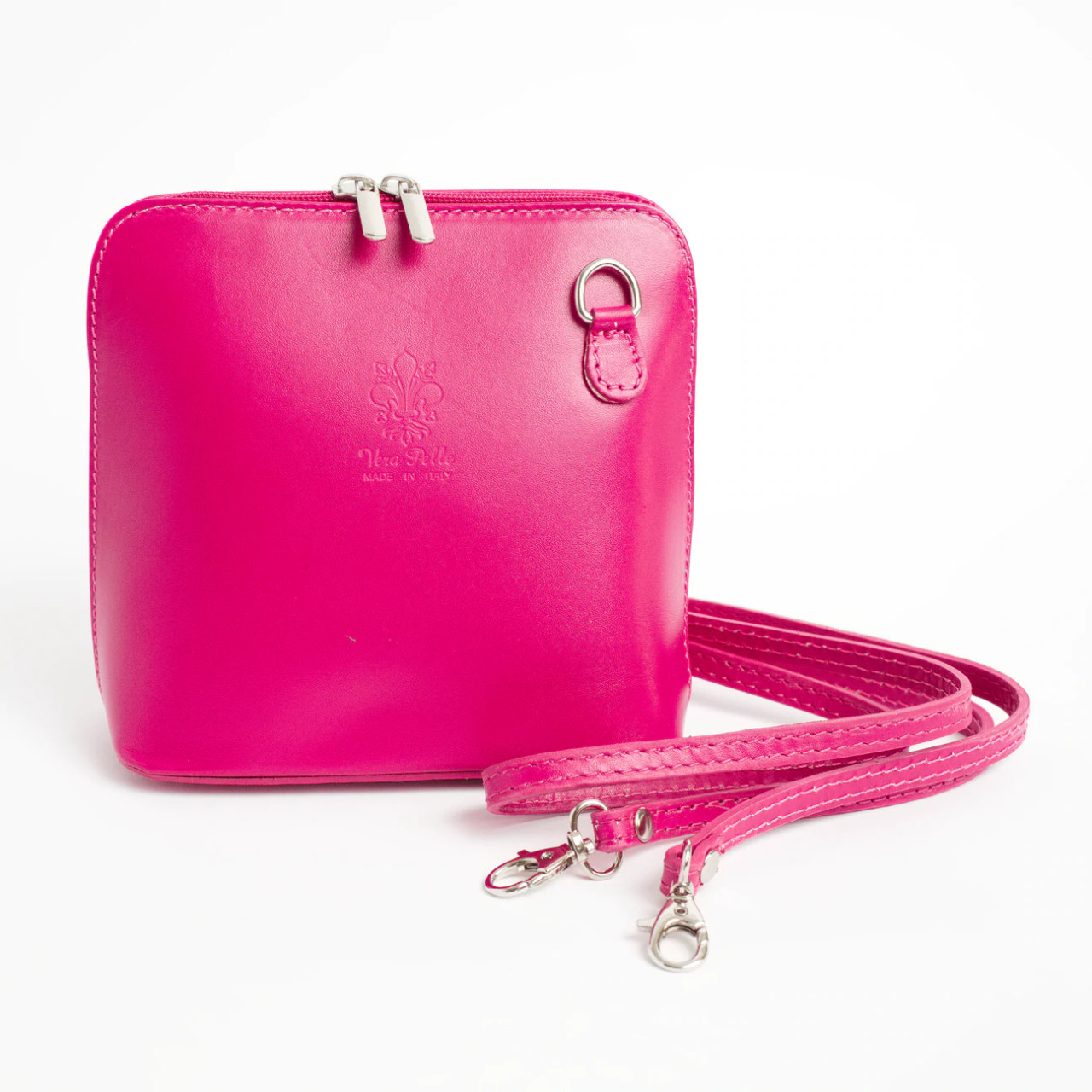 Pink Color Italian Leather Bags, Crossbody mini bag