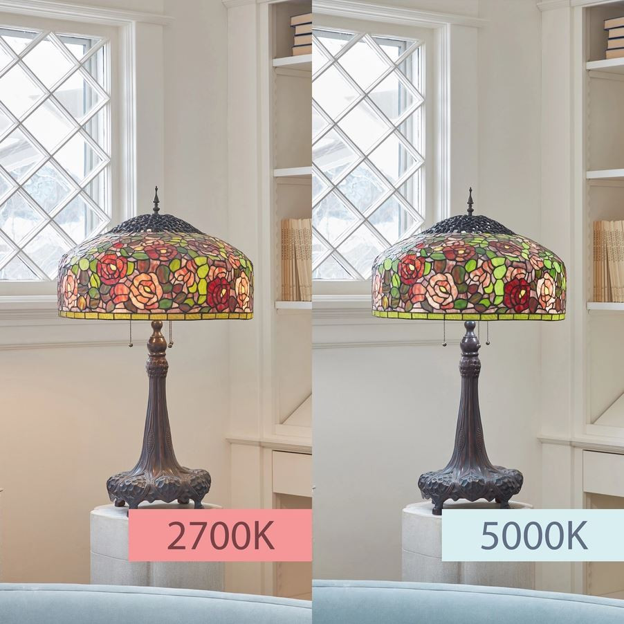 Rose Bush Stained Glass Tiffany Style Table Lamp