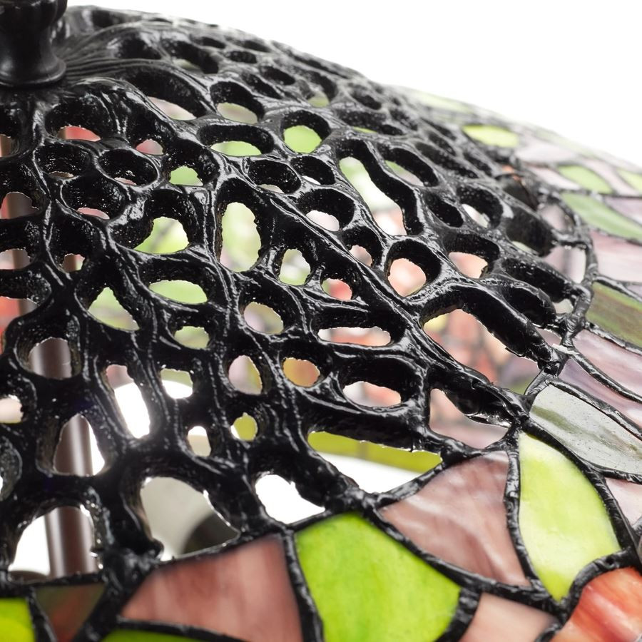 Rose Bush Stained Glass Tiffany Style Table Lamp