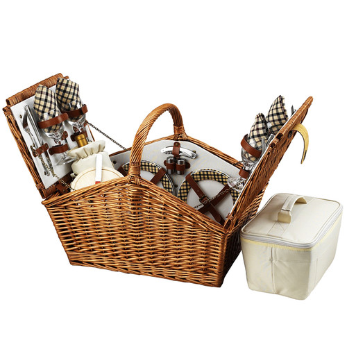 Buckingham Picnic Basket for Four, with Thermos and Blanket