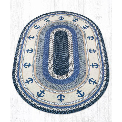 Nautical Compass Round Braided Rug