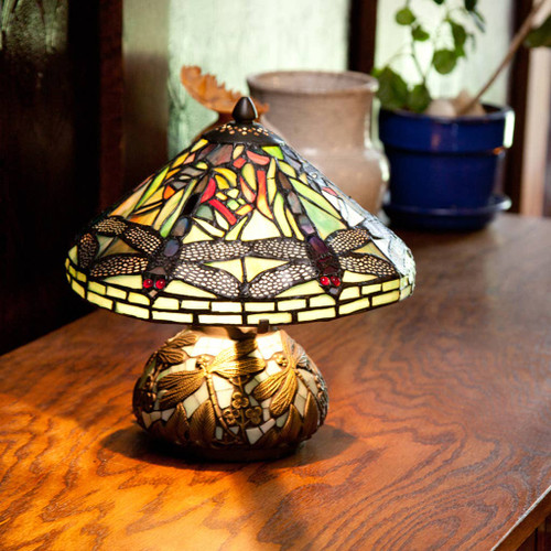Joyce Dragonfly Stained Glass Tiffany Style Accent Lamp Joyce Dragonfly Stained Glass Tiffany Style Accent Lamp