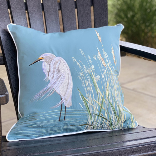 White Egret Indoor/Outdoor Pillow White Egret Indoor/Outdoor Pillow