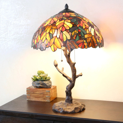 Aurora Tree Trunk Tiffiany Style Lamp
