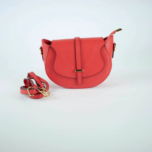 Italian Leather Saddle Handbag - Coral Italian Leather Saddle Handbag - Coral