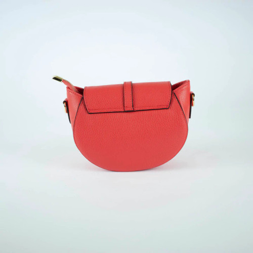Italian Leather Saddle Handbag - Coral Italian Leather Saddle Handbag - Coral