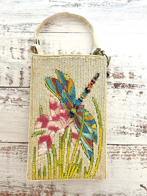 Beaded Spring Dragonfly Evening Bag