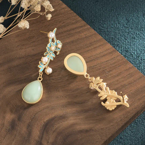 Pearls Enamel Flower Earrings Pearls Enamel Flower Earrings