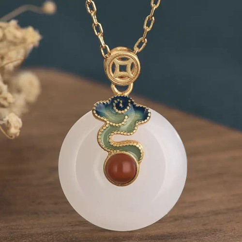 Cloud Enamel Jade Necklace Cloud Enamel Jade Necklace