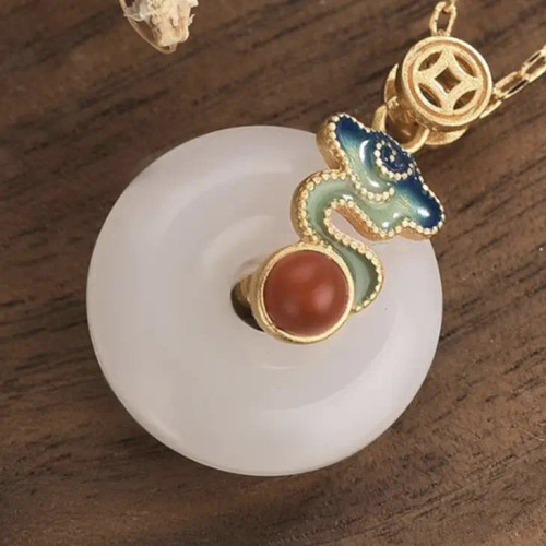 Cloud Enamel Jade Necklace Cloud Enamel Jade Necklace