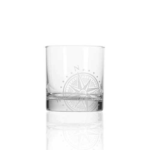 Compass Star On the Rock Glass Compass Star On the Rock Glass