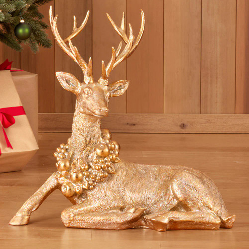 Gilded Holiday Deer - Recumbent Gilded Holiday Deer - Recumbent