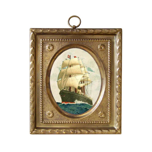 Framed Print - Embossed Brass Sailing Ship Framed Print - Embossed Brass Sailing Ship