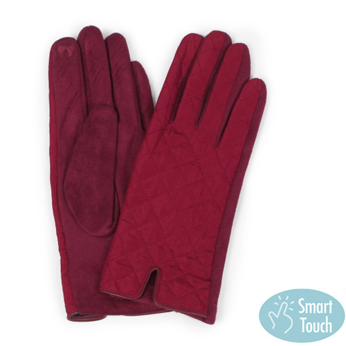 Touchscreen Gloves Quilted Burgundy Touchscreen Gloves Quilted Burgundy