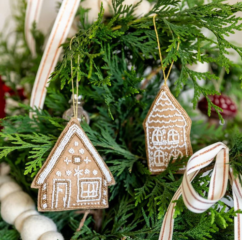 Embroidered Gingerbread House Ornament