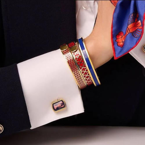 Salamander Red & Gold Hinged Bangle