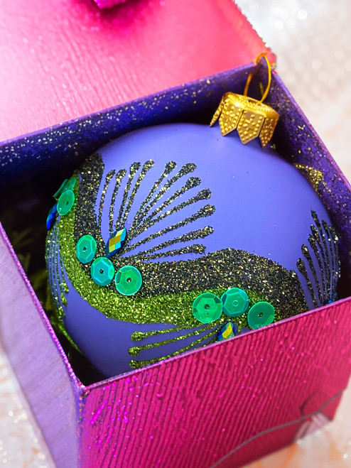 Glass Peacock Ornament (Matte) Glass Peacock Ornament (Matte)