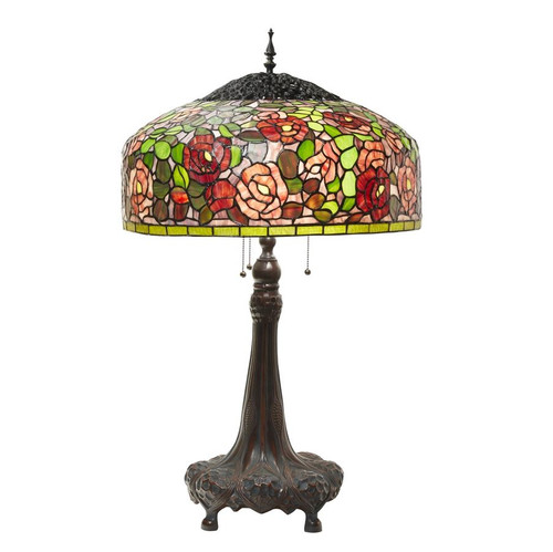 Rose Bush Stained Glass Tiffany Style Table Lamp