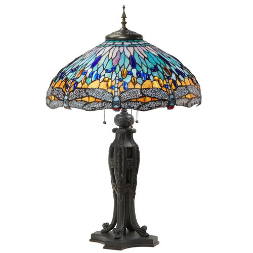 Dragonfly Stained Glass Tiffany Style Table Lamp
