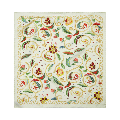 Jacobean Floral Silk Mini Scarf Jacobean Floral Silk Mini Scarf