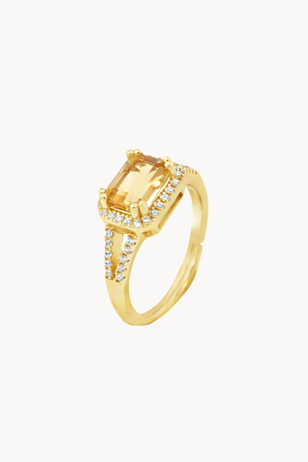 Citrine Timeless Gold Adjustable Ring