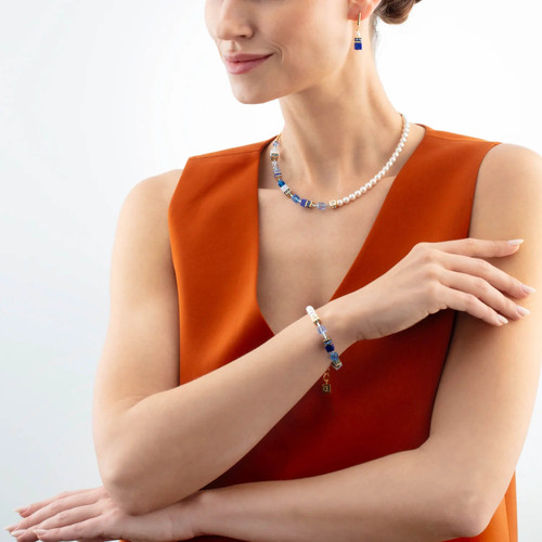 Precious Pearl & Lapis Lazuli Fusion GeoCUBE Necklace