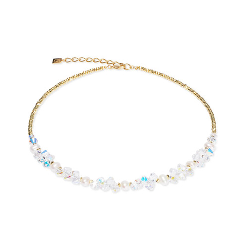 Dancing Crystals & Pearls Gold Necklace