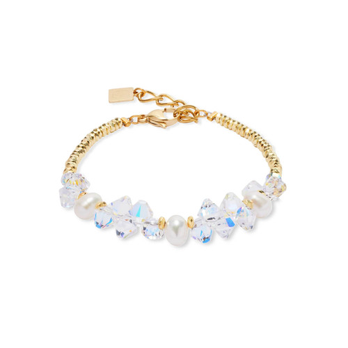 Dancing Crystals & Pearls Gold Bracelet