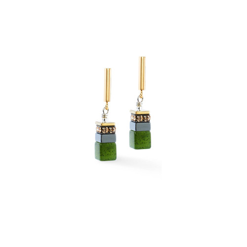 Nephrite Precious Motion GeoCUBE Earrings