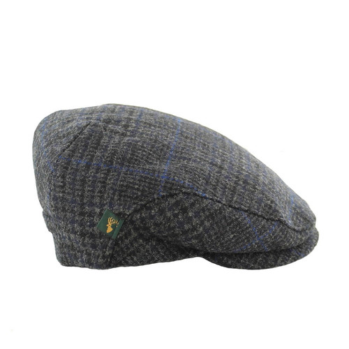 Trinity Tweed Flat Cap - Charcoal with Blue