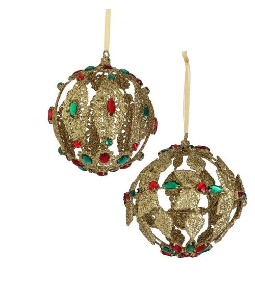 Glitter Bejeweled Wire Ornament
