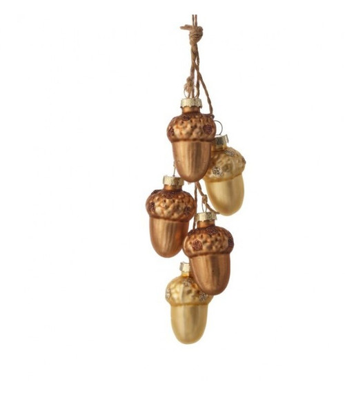 Multi Acorn Drop Glass Ornament