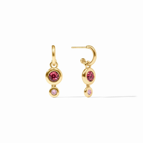 Rainbow Duo Hoop & Charm Earring - Pink Dawn