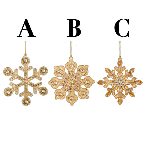 Beaded Gold Snowflake Ornament