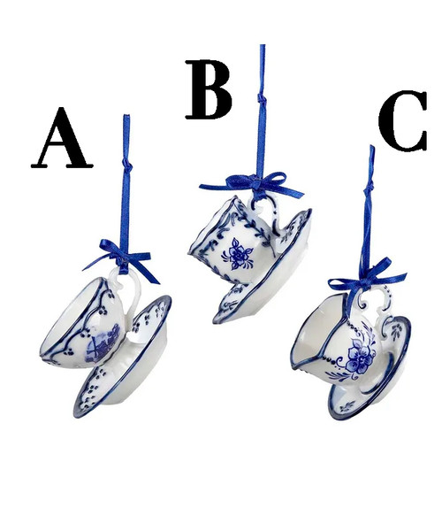 Blue & White Teacup Porcelain Ornament Blue & White Teacup Porcelain Ornament