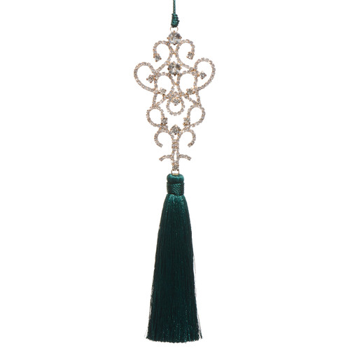 Emerald Bejeweled Tassel Ornament