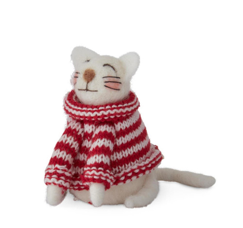 Striped Sweater Cat Wool Ornament