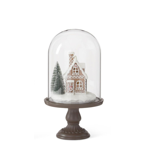 12" LED Gingerbread House Cloche